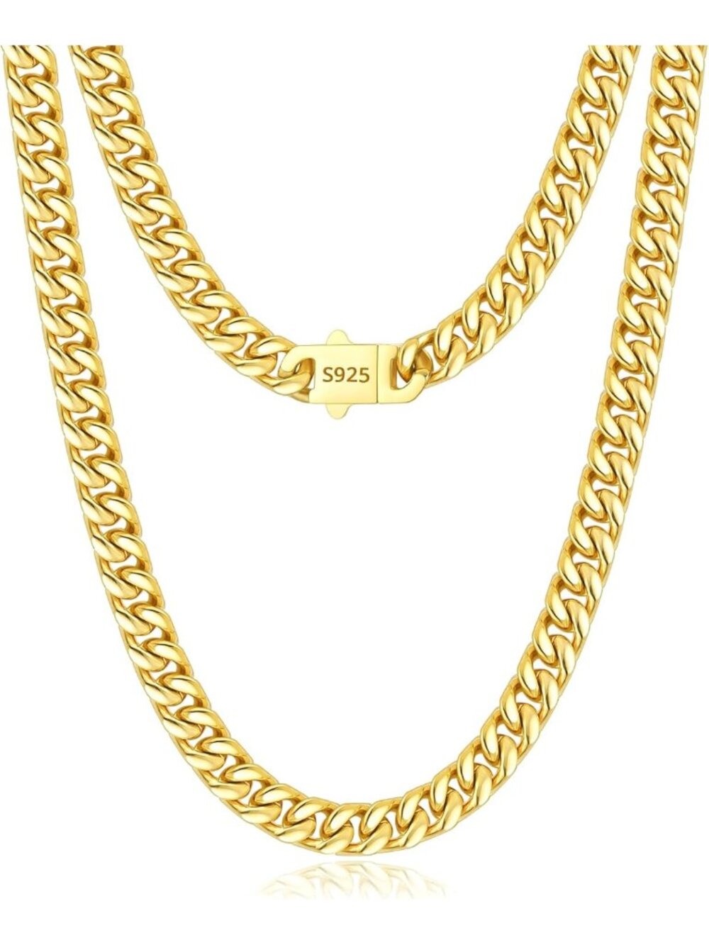 Men's 925 Sterling Silver & 18k Gold Miami Cuban Link Chain Necklace - Stylish